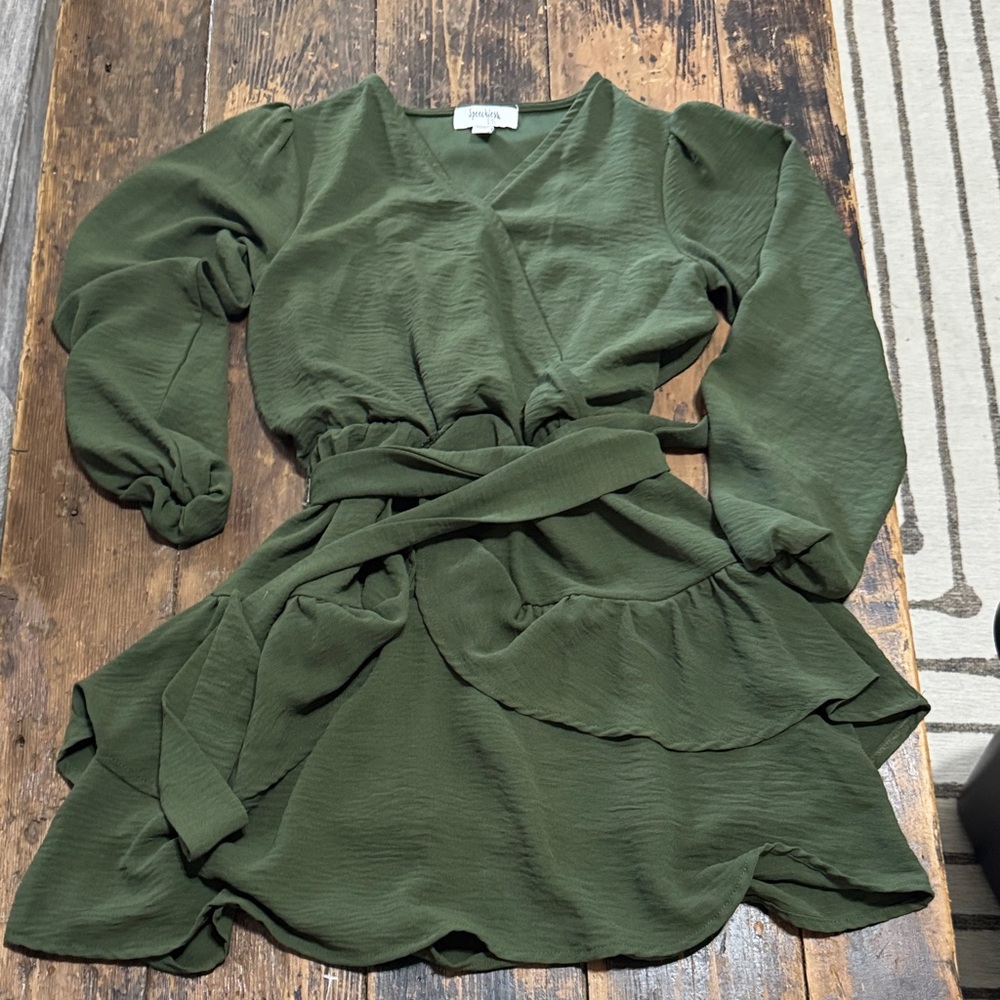 Speechless Olive Green Kids Dress
